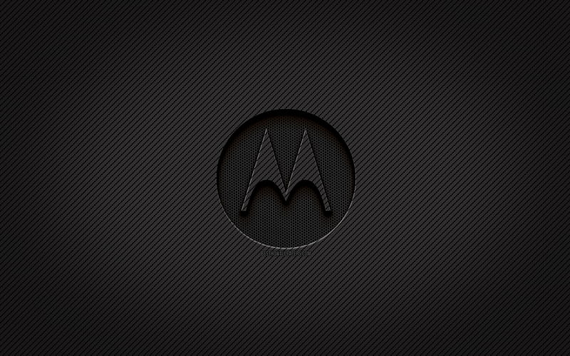 Motorola carbon logo, , grunge art, carbon background, creative, Motorola black logo, brands, Motorola logo, Motorola, HD wallpaper