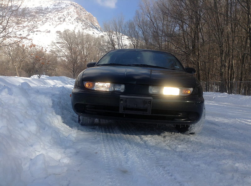 1999 Saturn SL2, mountain, sl2, snow, car, auto, saturn, HD wallpaper