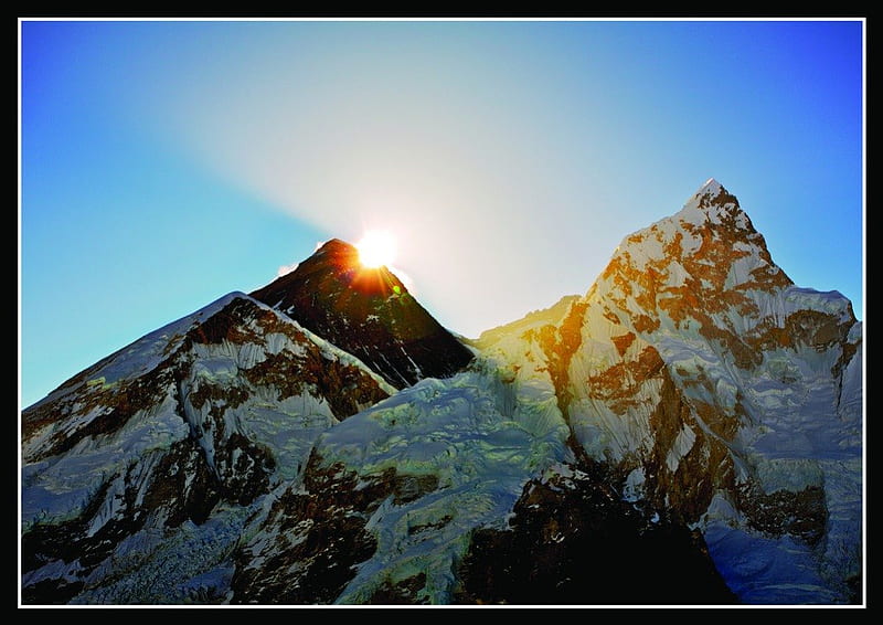 Sunrise Over Mount Everest, summit, china, mt everest, bonito, sunset, india, winter, mountain, nepal, snow, pinnacle, peak, nature, sunrise, landscape, HD wallpaper