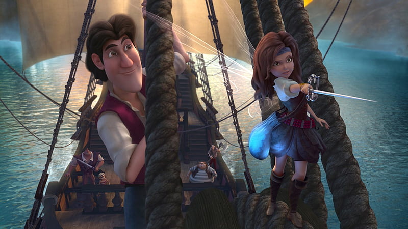 The pirate fairy (2014), wings, movie, sea, fantasy, ship, zarina, the pirate fairy, disney, blue, HD wallpaper