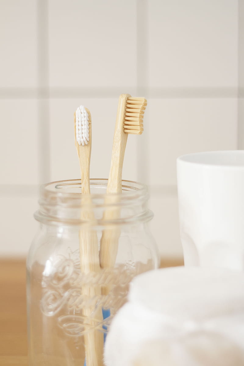 two brown wooden toothbrushes, HD phone wallpaper