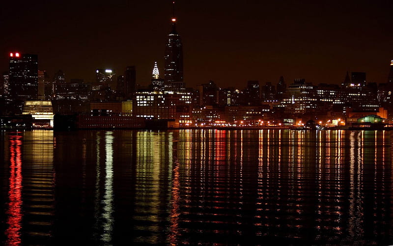 Bay night-the city landscape graphy, HD wallpaper
