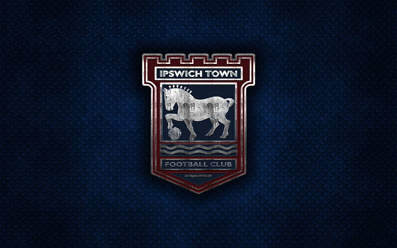 Ipswich Town FC, English football club, blue metal texture, metal logo, emblem, Ipswich, England, EFL Championship, creative art, football, HD wallpaper