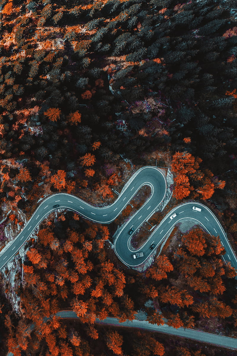 Top View Of Zigzag Country Road, HD phone wallpaper