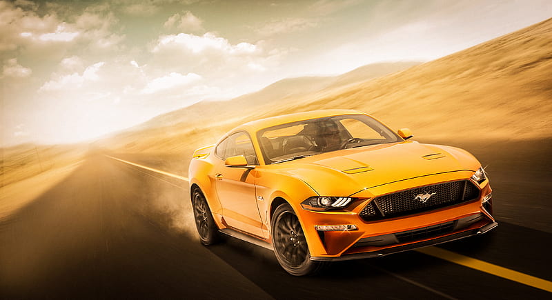 Yellow Mustang , ford-mustang, ford, mustang, 2018-cars, behance, HD wallpaper