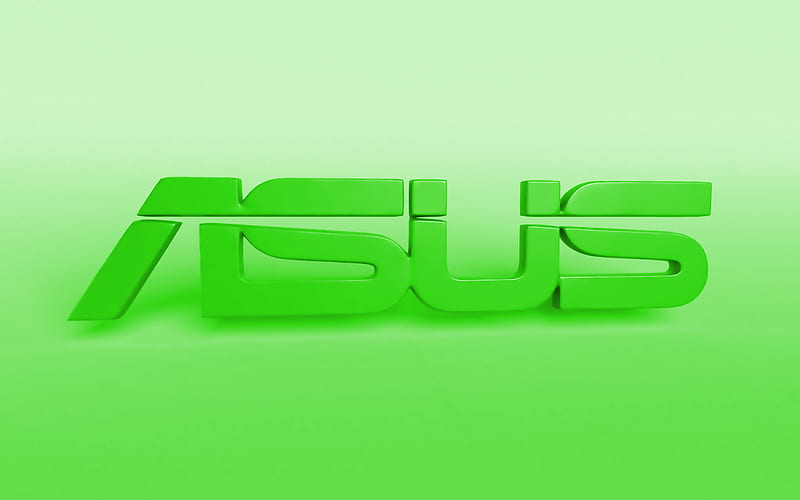 Asus green logo, creative, green blurred background, minimal, Asus logo, artwork, Asus, HD wallpaper