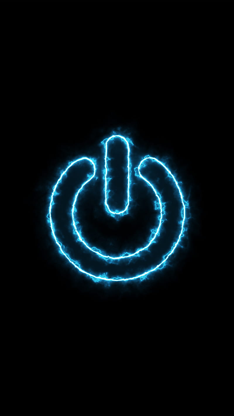POWER BUTTON, amoled, black, blue, game, light, neon, HD phone wallpaper