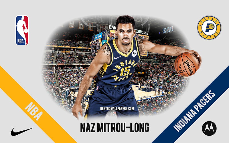 Naz Mitrou-Long, Indiana Pacers, Canadian Basketball Player, NBA, portrait, USA, basketball, Bankers Life Fieldhouse, Indiana Pacers logo, HD wallpaper