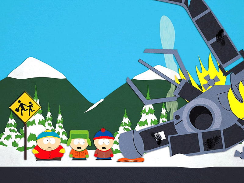 South Park, rocket ship, cartoon, southpark, winter, HD wallpaper