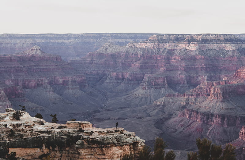 canyon, cliffs, silhouette, landscape, aerial view, HD wallpaper