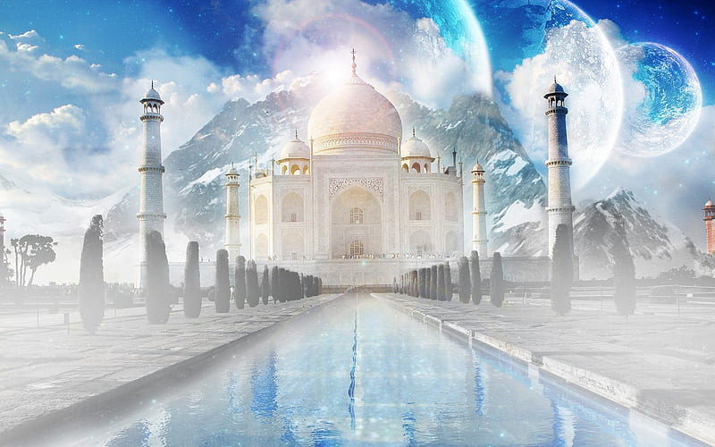 The Taj Mahal, india, white, palace, asia, HD wallpaper