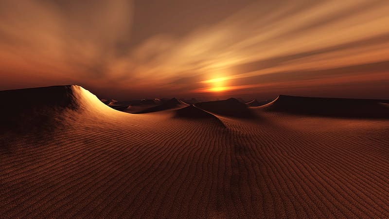 Landscape, Nature, Sunset, Sand, Desert, , Dune, HD wallpaper