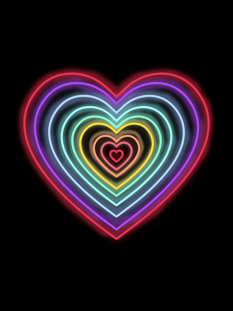 Rainbow hearts, heart, kalp, HD phone wallpaper