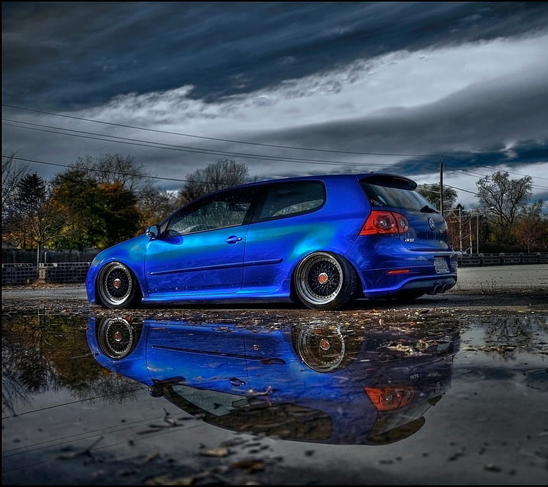 Vw R32, auto, blue, car, germany, tuning, vehicle, volkswagen, HD wallpaper