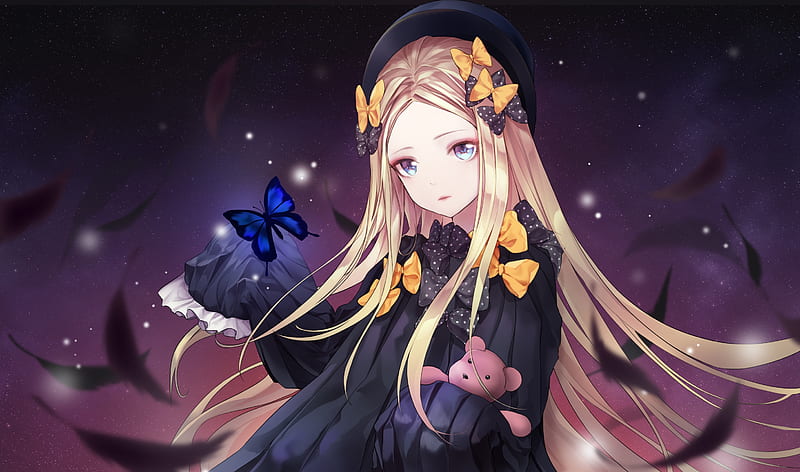 fate grand order, foreigner, blonde, abigail williams, butterfly, Anime, HD wallpaper