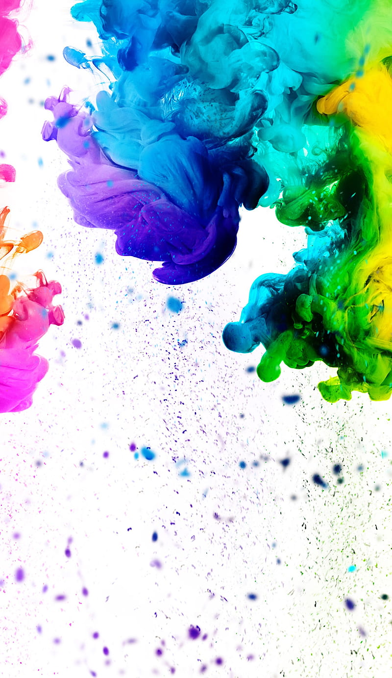Colors, abstract, liquid, rainbow, splash, white, HD phone wallpaper