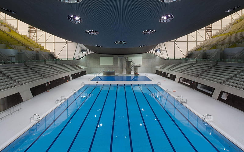 london 2012 aquatic center-city architecture, HD wallpaper