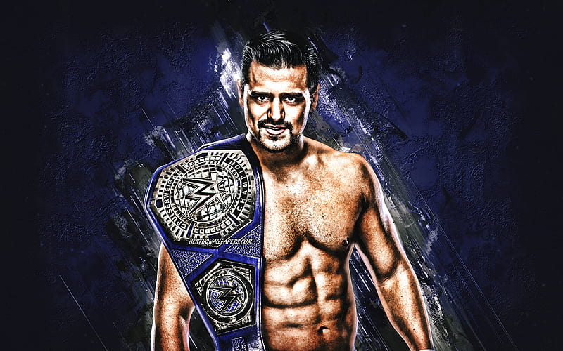 Angel Garza, WWE, Mexican wrestler, portrait, blue stone background, NXT Cruiserweight Champion, Angel Humberto Garza Solano, HD wallpaper