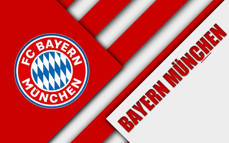FC Bayern Munich material design, white red abstraction, emblem, german football club, logo, Bundesliga, Munich, Germany, HD wallpaper