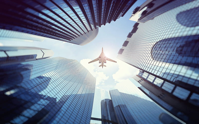 Plane Over Building, planes, building, graphy, HD wallpaper