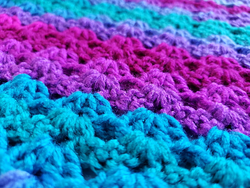 Bright texture yarn, bright, crochet, knit, macro, ombre, purple, yarn, HD wallpaper