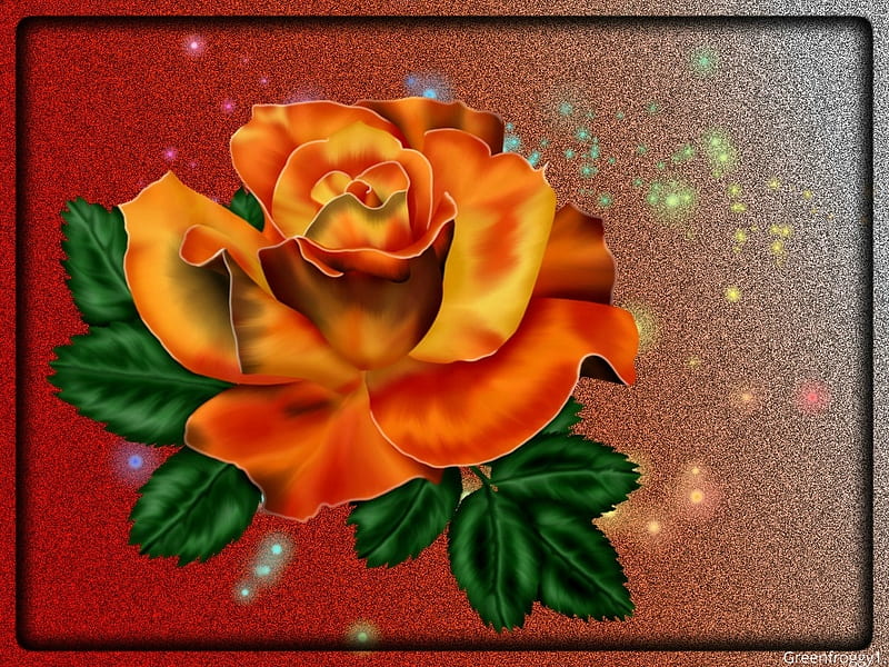 ORANGE ROSE, ART, ROSE ABSTRACT, HD wallpaper