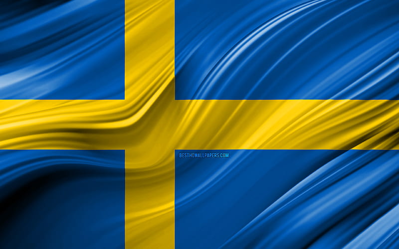 Swedish flag, European countries, 3D waves, Flag of Sweden, national symbols, Sweden 3D flag, art, Europe, Sweden, HD wallpaper
