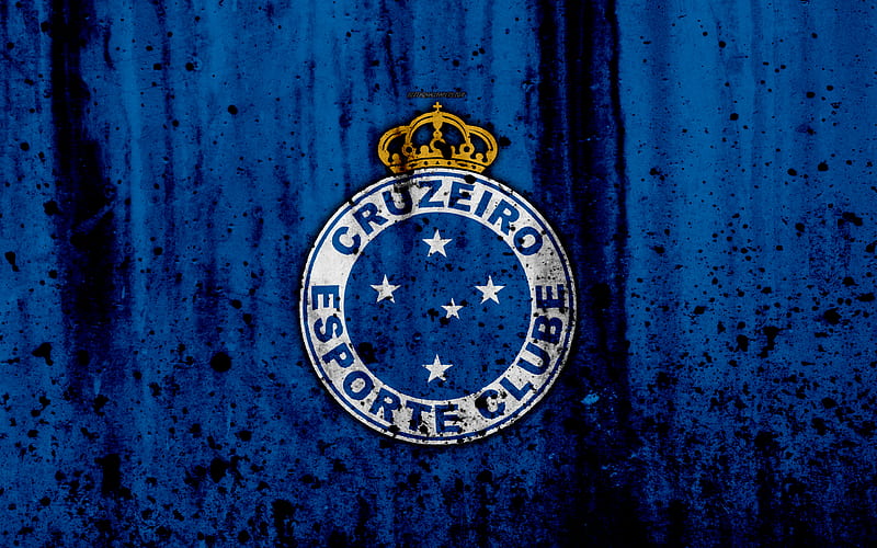 FC Cruzeiro grunge, Brazilian Seria A, logo, Brazil, soccer, football club, Cruzeiro, stone texture, art, Cruzeiro FC, HD wallpaper