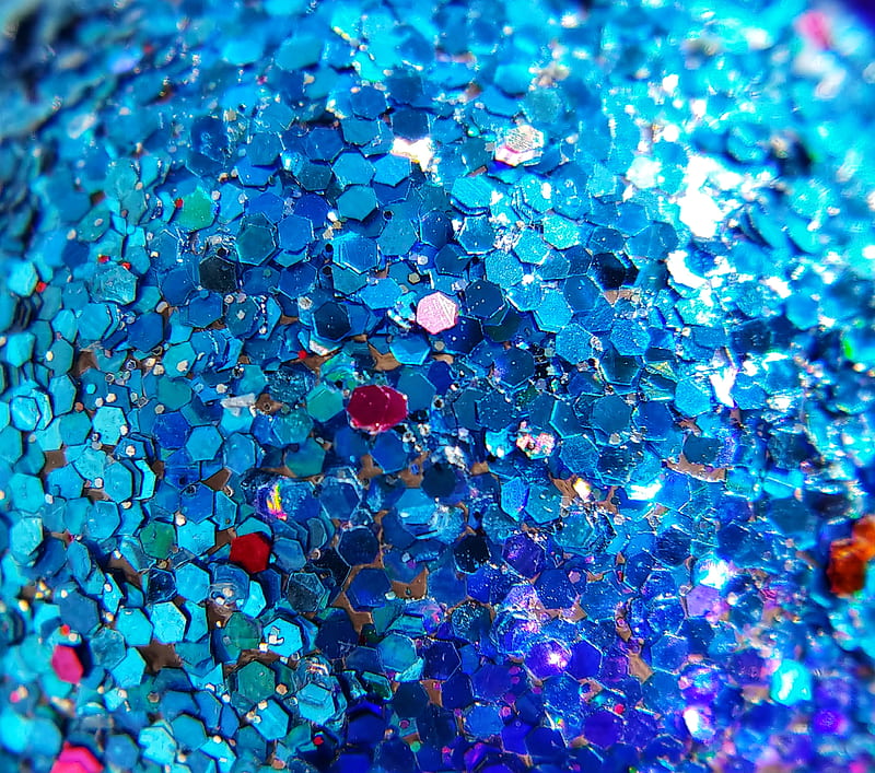 Blue glitter, art, confetti, nature, pink, sparkle, texture, HD wallpaper