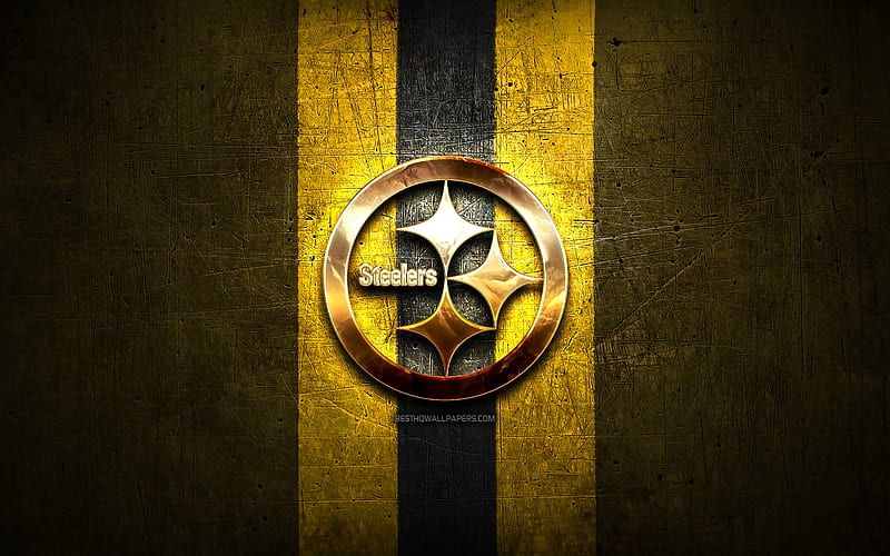 Pittsburgh Steelers, golden logo, NFL, yellow metal background, american  football club, HD wallpaper | Peakpx