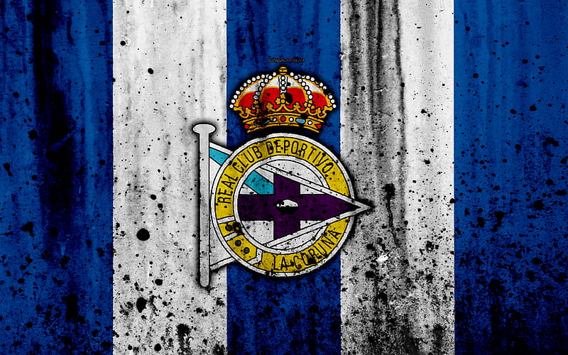 Deportivo grunge, La Liga, stone texture, La Coruna, soccer, football club, LaLiga, Deportivo FC, HD wallpaper