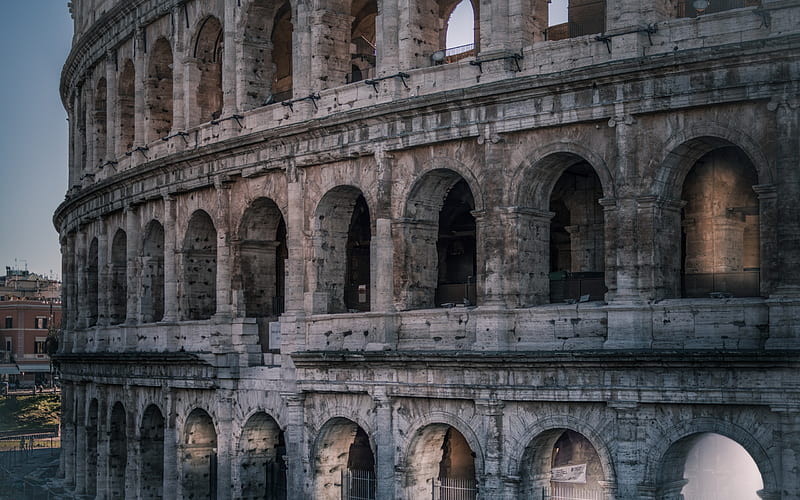 Colosseum, Amphitheater, Rome, Italy, Sights, Ancient Rome, Amphitheatrum Flavium, landmarks, HD wallpaper