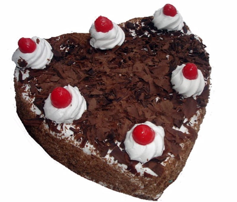 Heart Black Forest Cake, Cake, Black, Forest, Heart, HD wallpaper