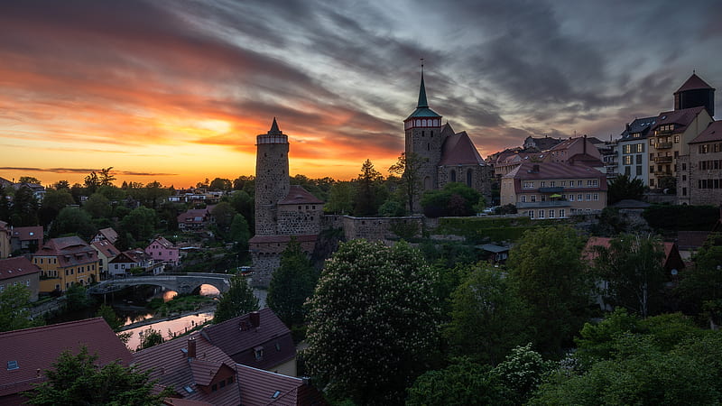 Towns, Town, City, Evening, Fortress, Germany, House, River, Tower, HD wallpaper