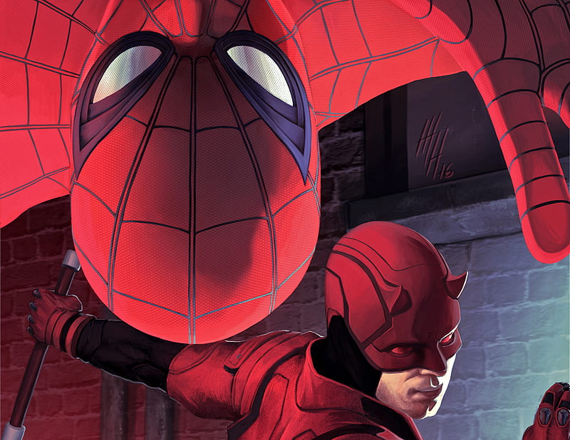 Spiderman And Daredevil Artwork, spiderman, daredevil, artwork, digital-art, HD wallpaper
