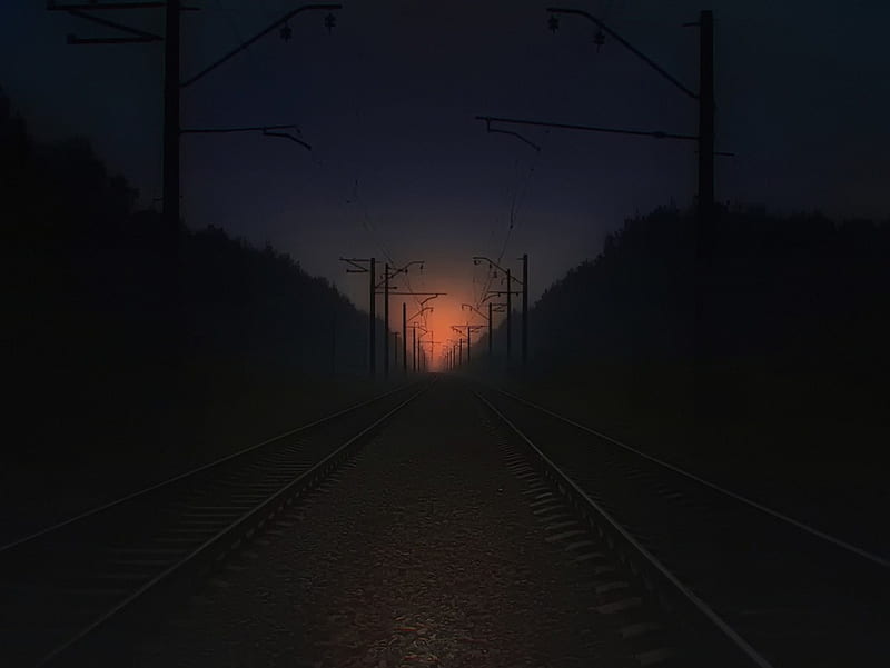 Toward dusk, dusk, amazing, sunset, railway, HD wallpaper | Peakpx