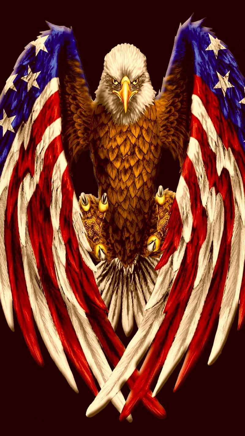 American Flag Eagle, america, eagles, flags, HD phone wallpaper