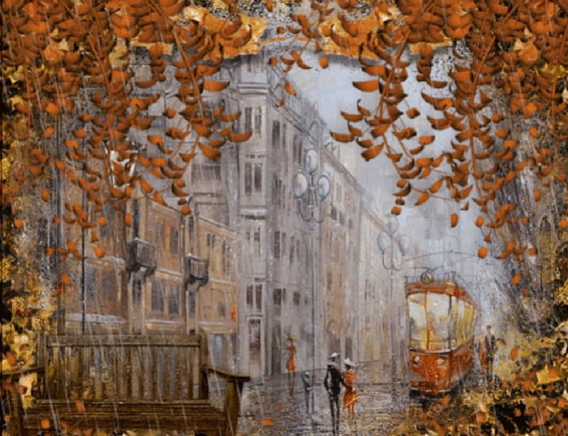 Autumn in Paris, painting, autumn, abstract, Paris, HD wallpaper Autumn in Paris, painting, autumn, abstract, Paris, HD wallpaper