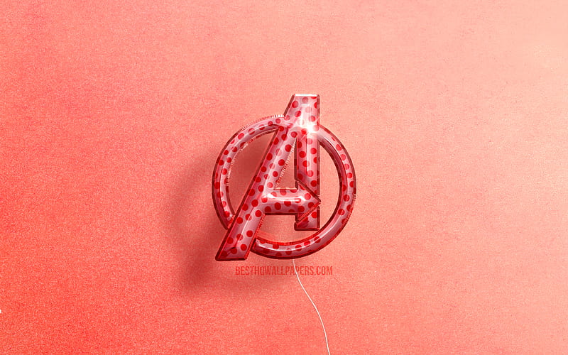Avengers 3D logo, artwork, superheroes, pink realistic balloons, Avengers logo, pink backgrounds, Avengers, HD wallpaper