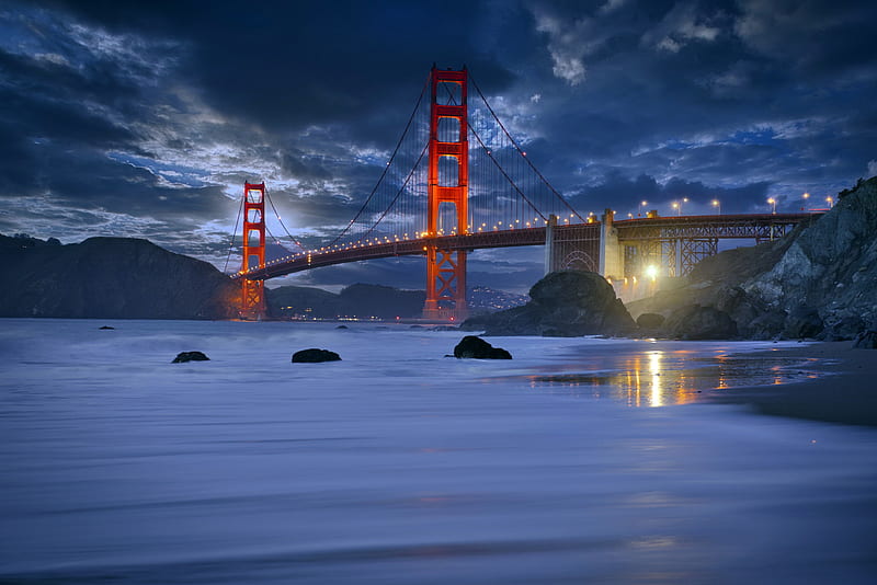Bridges, Golden Gate, Bridge, Night, HD wallpaper
