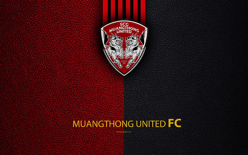 Muangthong United FC Thai Football Club, logo, emblem, leather texture, Muang Thong Thani, Nonthaburi Province, Thailand, Thai League 1, football, Thai Premier League, HD wallpaper