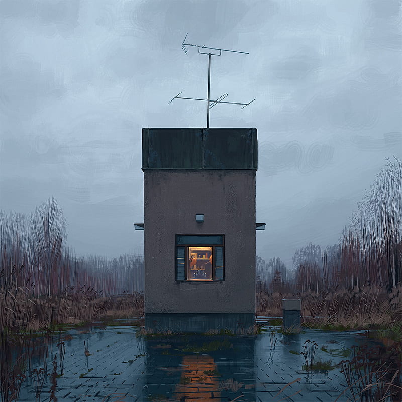 Simon Stålenhag, artwork, house, building, HD phone wallpaper