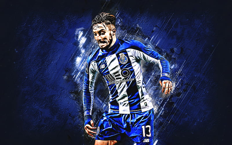 Alex Telles, Porto FC, portrait, blue stone background, Brazilian football player, football, HD wallpaper