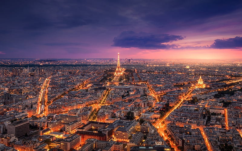 evening, Eiffel Tower, Paris, city lights, France, HD wallpaper