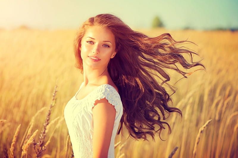 Summer Breeze Pretty Wheat Breeze Bonito Woman Graphy Girl Summer Beauty Hd Wallpaper