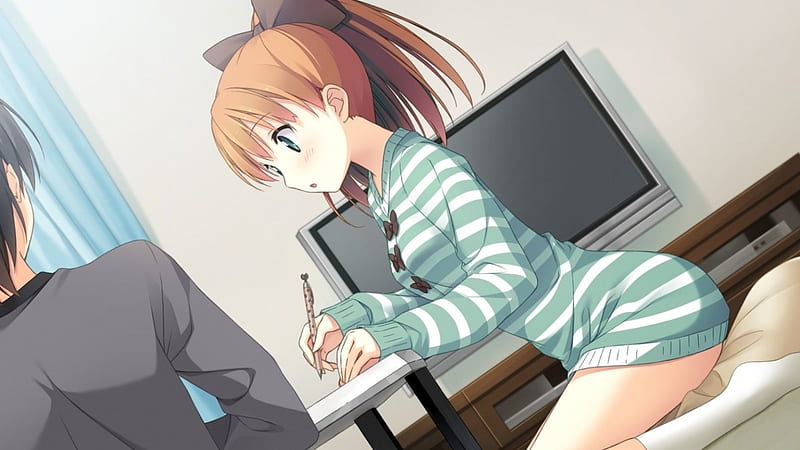 Homework, Girl, Cute, Anime, HD wallpaper