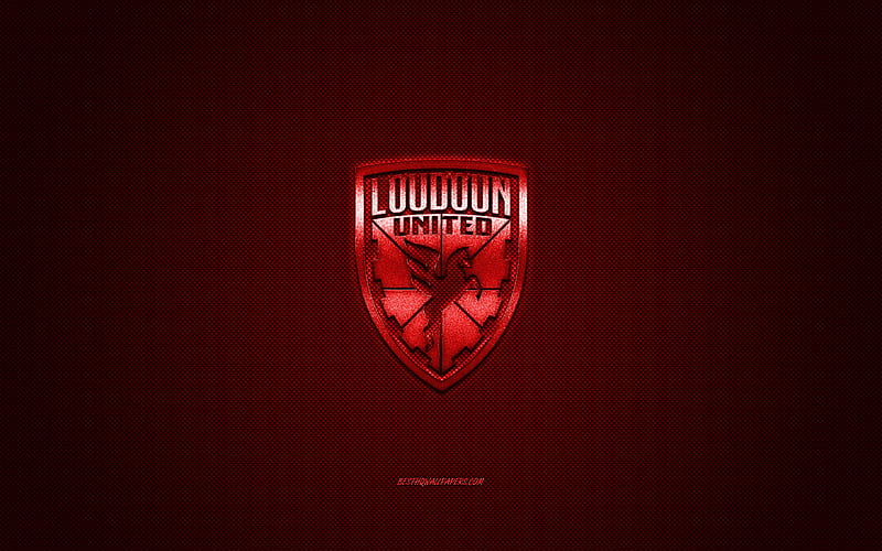 Loudoun United FC, American soccer club, USL Championship, red logo, red carbon fiber background, USL, football, Leesburg, Virginia, USA, Loudoun United logo, soccer, HD wallpaper