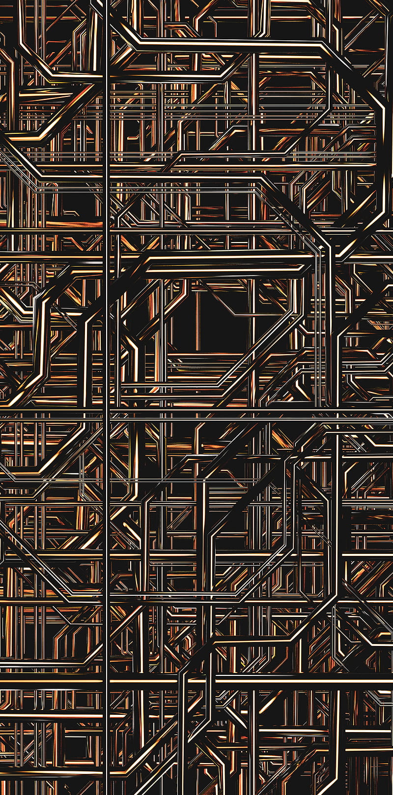 Industrial Abstract, black, black gold edge, edge, future, geometric, gold, intense, square, tech, techno, HD phone wallpaper