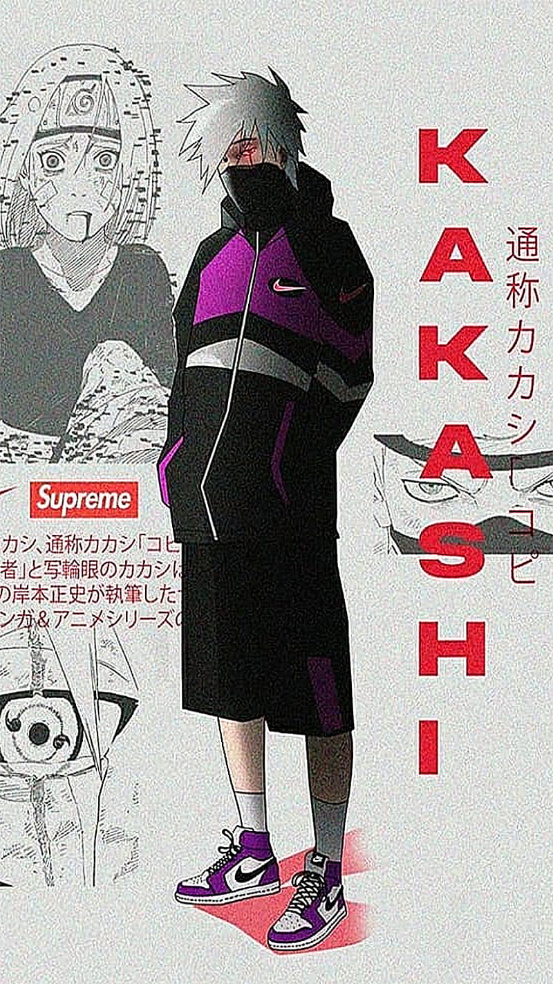 Kakashi Hatake, anime, fashion, kakashi, konoha, mode, naruto, nike, rin, sharingan, style, HD phone wallpaper