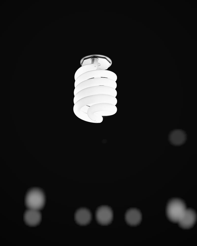 bulb, spiral, bw, lighting, electricity, HD phone wallpaper